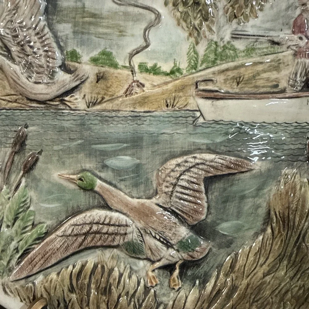 Hand Painted Duck Hunting Plate Duke NJ Painted On Boat Side Beautiful Display